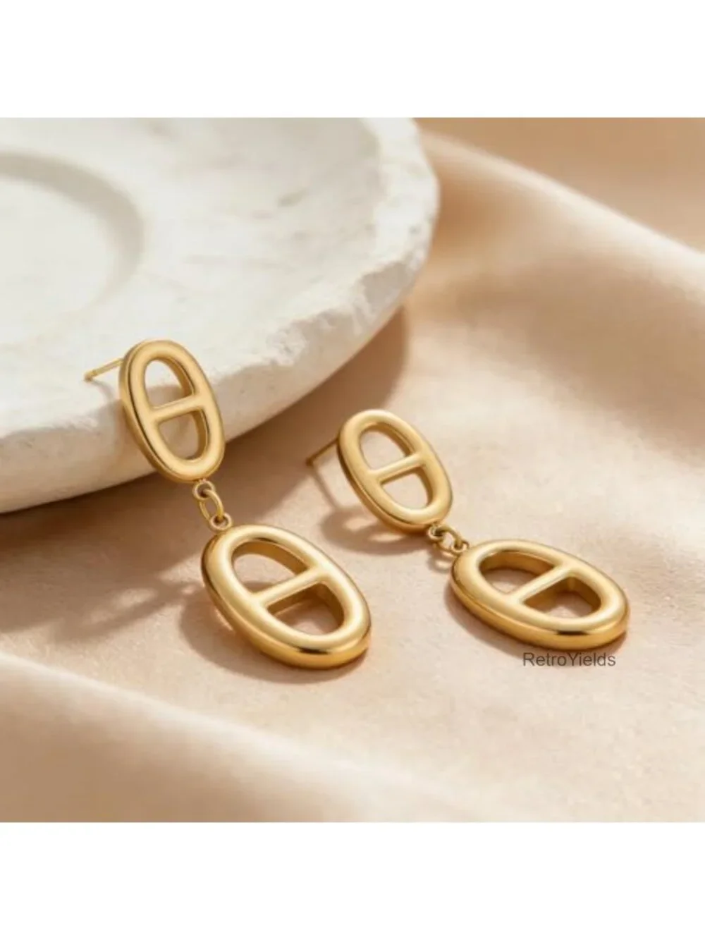 14K Gold Plated Paperclip Drop Dangle Earrings for Women Dainty Statement
